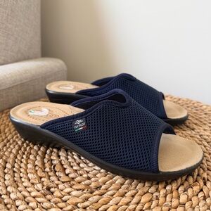 Fly Flot Navy Mesh Slide Mules